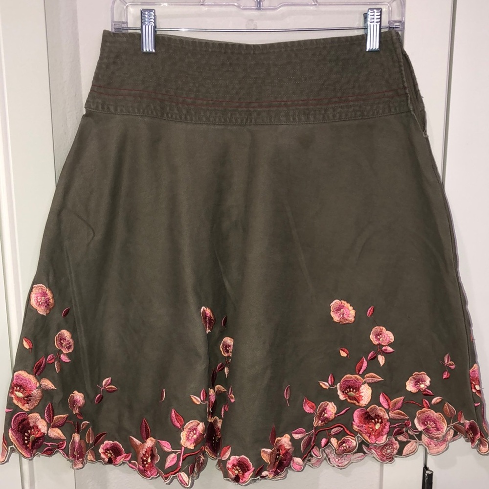 Doki-Geki Women’s Floral Embroidered Women's Skirt. A line Midi Summer, Spring